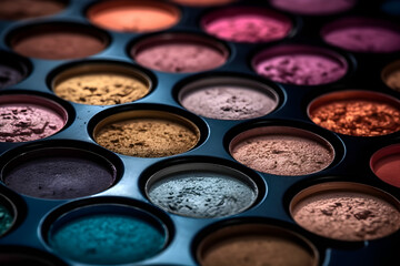 Obraz na płótnie Canvas Closeup of eye shadow, cosmetics, makeup