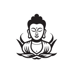 Buddha in cartoon, doodle style . Image for t shirt. Isolated 2d vector illustration in logo, icon, sketch style, Eps 10, black and white. AI Generative