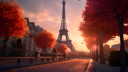Poster eiffel tower at sunset © toomi123