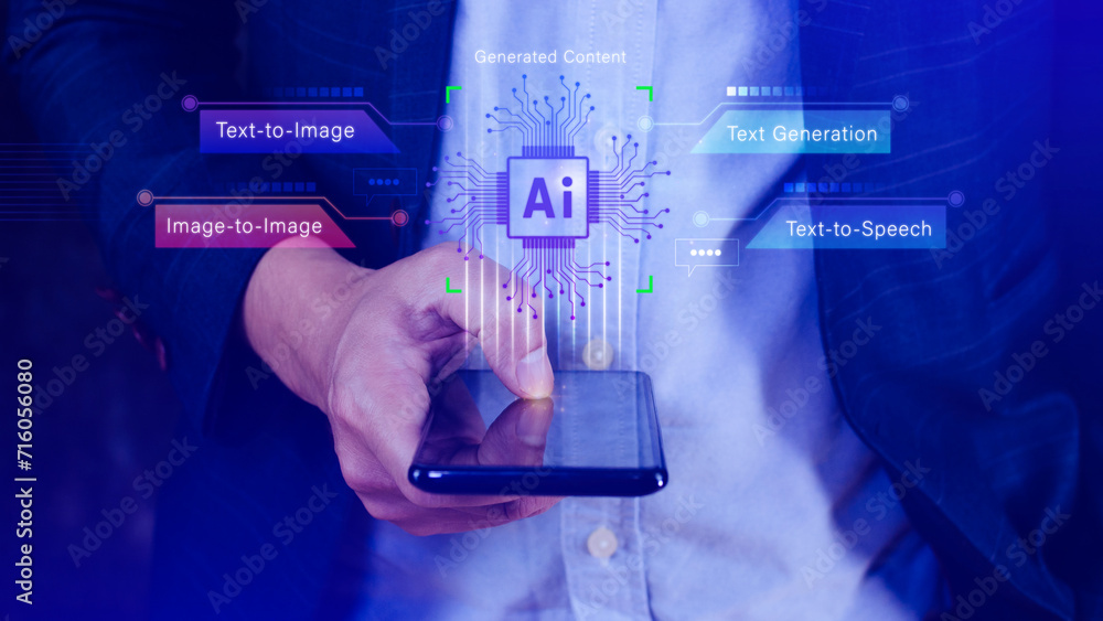 Fototapete ai tech, using virtual graphic global internet connect chatgpt chat with ai, artificial intelligence