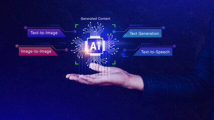 Ai tech, using virtual graphic Global Internet connect Chatgpt Chat with AI, Artificial...