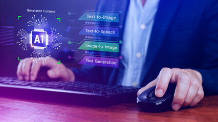 Ai tech, using virtual graphic Global Internet connect Chatgpt Chat with AI, Artificial...
