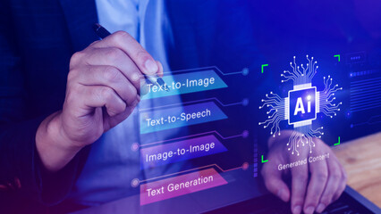 Ai tech, using virtual graphic Global Internet connect Chatgpt Chat with AI, Artificial...