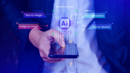 Ai tech, using virtual graphic Global Internet connect Chatgpt Chat with AI, Artificial...