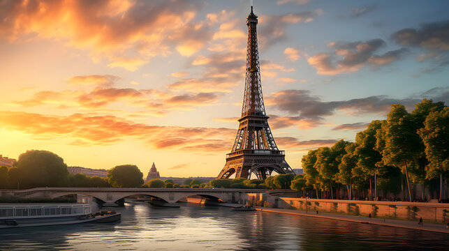 eiffel tower at sunset