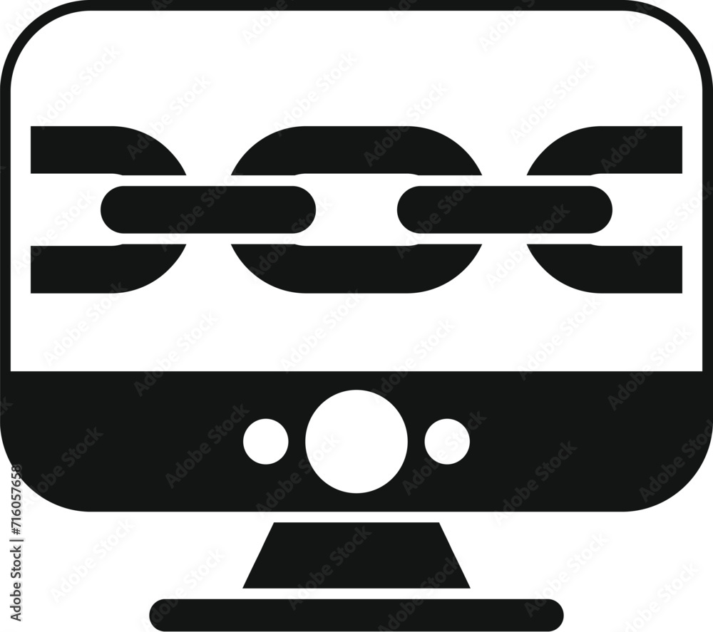 Poster seo chain computer icon simple vector. seo website. market boost