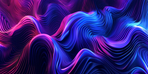 Obraz premium Vibrant Neon Topography: Abstract Art Waves
