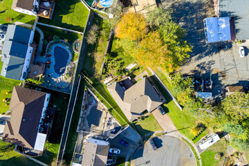 Houses with views of rooftops in small American town community in New Jersey