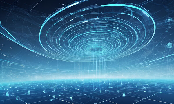 Cloud computing technology concept. Futuristic illustration