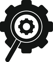Gear glass magnifier icon simple vector. Rank boost. Audience market