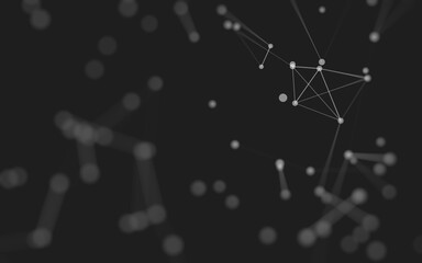 Abstract background. Molecules technology with polygonal shapes, connecting dots and lines. Connection structure. Big data visualization.