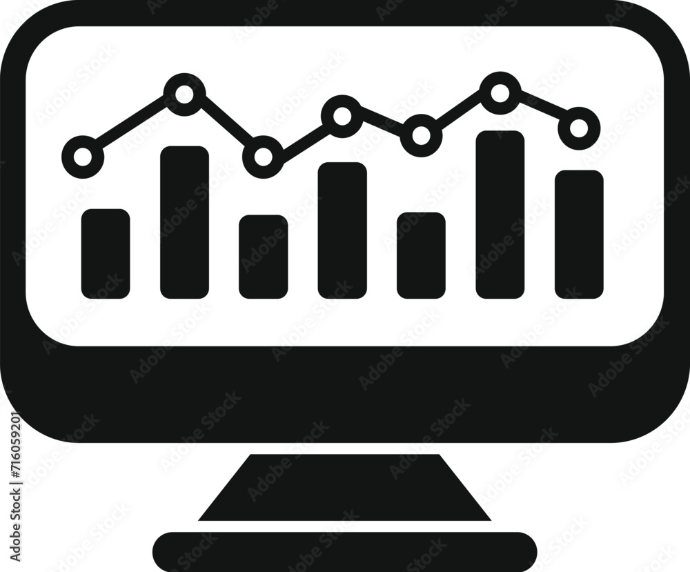 Poster graph computer chart icon simple vector. online boost. seo website