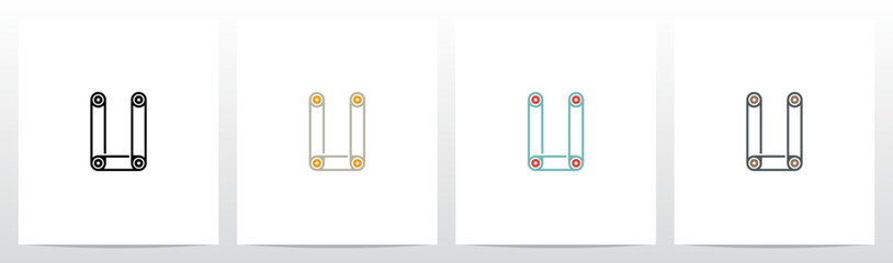 Engine Timing Belt Pulley Drives Letter Logo Design U © recehan