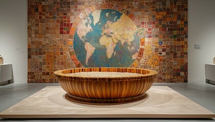 Global Marketplace Showcase, Design a podium that represents a global marketplace, AI GENERATIVE