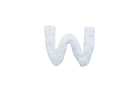 "W" Colour plasticine uppercase letters isolated on cut out PNG. English It is a universal language used all over the world. Children's alphabet for education and development of English.	
