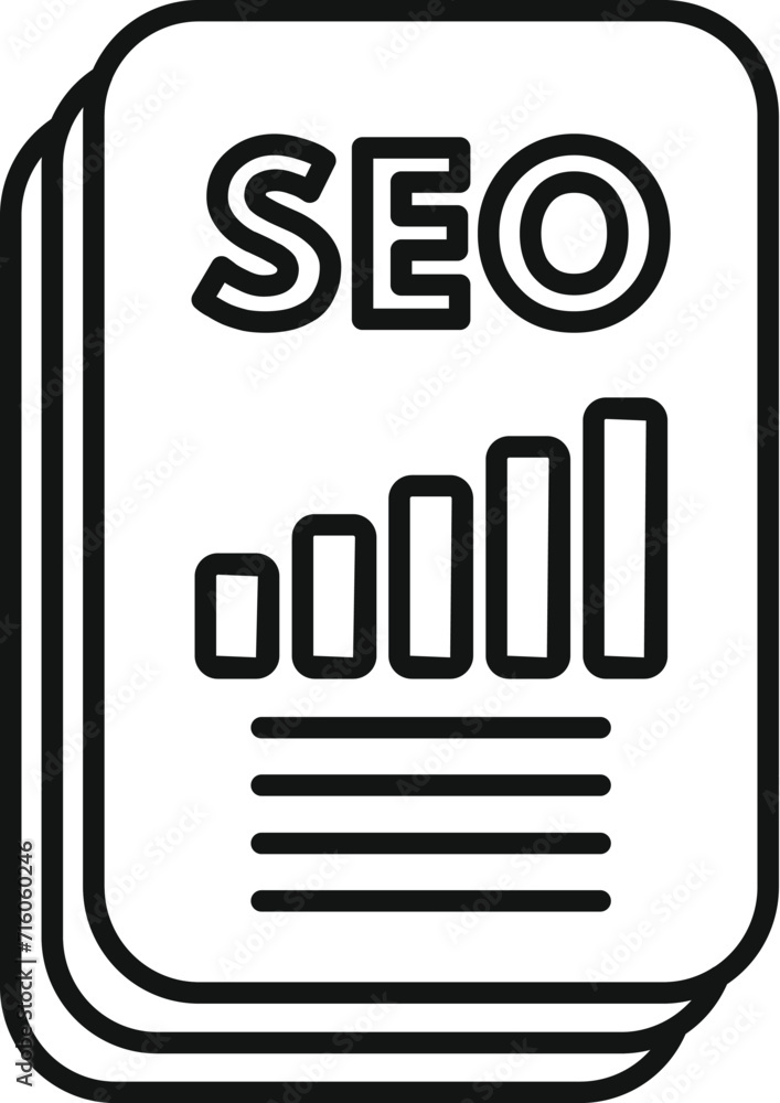 Poster seo chart document icon outline vector. online boost. document platform
