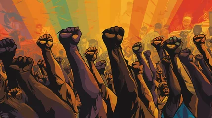 Foto op Canvas Nelson Mandela International Day A cartoon of fists Ai Generative © Lucky