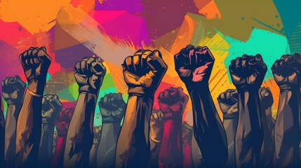 Nelson Mandela International Day A cartoon of fists Ai Generative