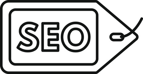 Seo tag icon outline vector. Universal global seo. Market website