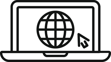 Laptop data web icon outline vector. Platform data rank. Evolution presence