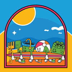 illustration of fun beach toys