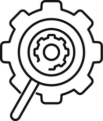 Gear glass magnifier icon outline vector. Rank boost. Audience market