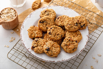 Healthy breakfast cookies with oats and dry cranberry