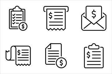 Invoice line icon set. Payment and bill invoice. Order symbol concept. vector illustration on white background