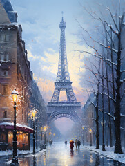 Fototapeta na wymiar Art painting of Eiffel Tower