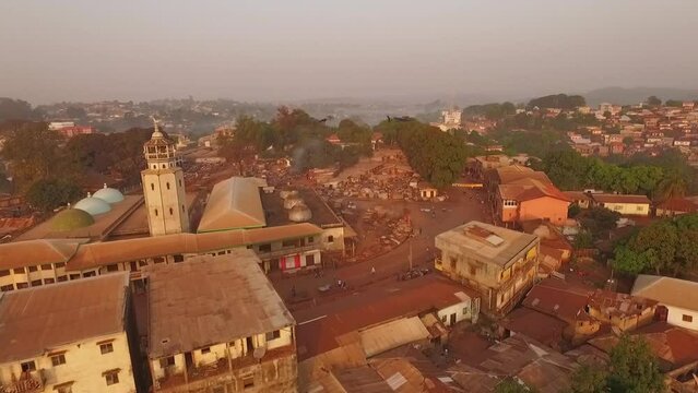 Drone flight over Foumban, Cameroon, Africa