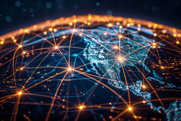 Global Network Connectivity and Data Exchange. Digital Globalization Concept 