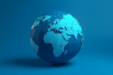 Blue globe, earth map on blue background, business banner