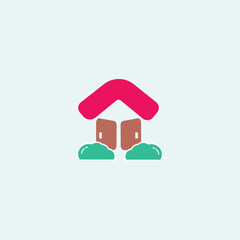 Simple house icon design with cheerful colors
