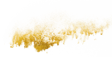 Gold metallic glitter sparkle explosion in air. Golden Glitter sand spark blink celebrate Chinese new year, fly throw gold glitters particle. White background isolated, selective focus Blur bokeh