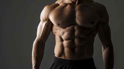 Healthy Male Poses for Picture Without Shirt Showcasing Fitness and Generative AI