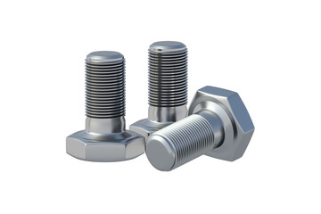 Scattered bolts isolated on white background. Workshop equipment. 3d render