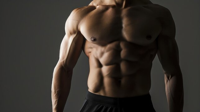 Healthy Male Poses for Picture Without Shirt Showcasing Fitness and Generative AI