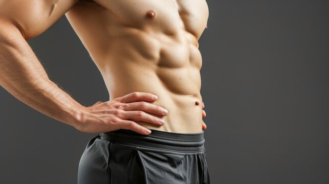 Fit Man Poses With Hands on Hips Showing Off His Healthy Body in Side Generative AI - Powered by Adobe