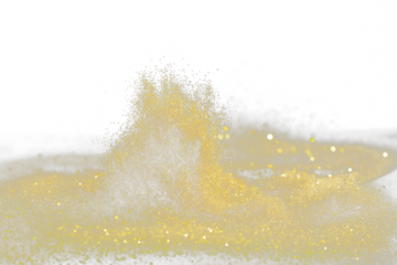 Explosion metallic gold glitter sparkle. Golden Glitter powder spark blink celebrate, blur foil explode in air, fly throw gold glitters particle. Black background isolated, selective focus Blur bokeh
