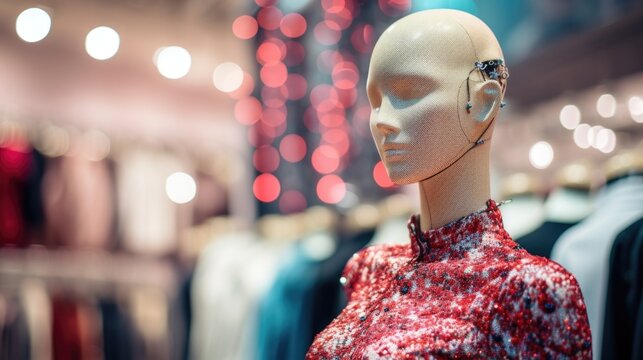 Detailed view of a QR code overlaid on a mannequin, which can be scanned to try on virtual outfits using AR goggles.