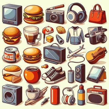Image of common objects such as food, clothing or electronics (Generative Ia)