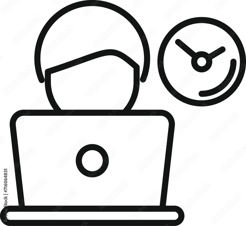 Poster daily time routine icon outline vector. tired worker. office laptop program