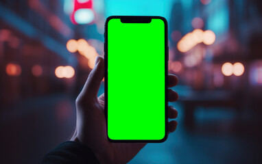Green screen chromakey on a smartphone device. Generative AI.