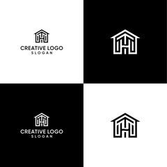 th logo design, concept kombination letter th with house logo design