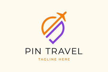 Pin travel location destination vacation logo