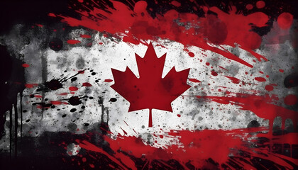 Happy Canada day background with grunge brush flag illustration
