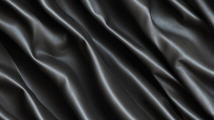 Black plastic detailed with folds and creases close up texture background from Generative AI