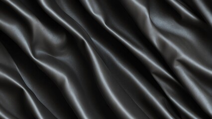 Fototapeta premium Black plastic detailed with folds and creases close up texture background from Generative AI