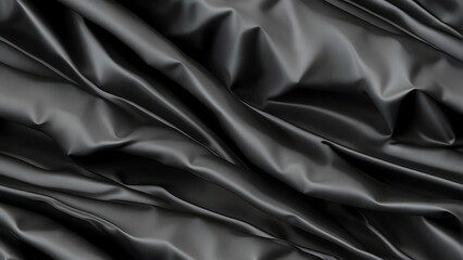 Fototapeta premium Black plastic detailed with folds and creases close up texture background from Generative AI