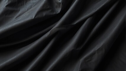 Fototapeta premium Black paper detailed with folds and creases close up texture background from Generative AI